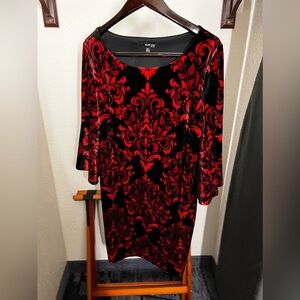 Studio One New York Dress Red/Black Velour Size 14W